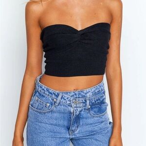 Black Strapless Crop Top Bandeau